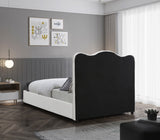 Felix Mid Century Modern Bed with Curved Headboard and Espresso Legs for Stylish Comfort and Elegance