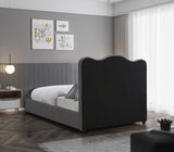 Felix Mid Century Modern Bed with Curved Headboard and Espresso Legs for Stylish Comfort and Elegance