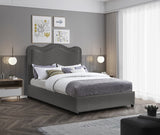 Felix Mid Century Modern Bed with Curved Headboard and Espresso Legs for Stylish Comfort and Elegance