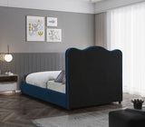 Felix Mid Century Modern Bed with Curved Headboard and Espresso Legs for Stylish Comfort and Elegance