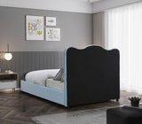 Felix Mid Century Modern Bed with Curved Headboard and Espresso Legs for Stylish Comfort and Elegance