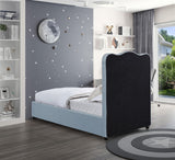 Felix Mid Century Modern Bed with Curved Headboard and Espresso Legs for Stylish Comfort and Elegance