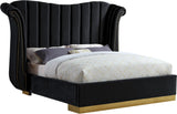 Flora Velvet Bed - Luxurious Upholstered Design with Gold Accents & Channel Tufted Headboard, Regal Style