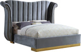 Flora Velvet Bed - Luxurious Upholstered Design with Gold Accents & Channel Tufted Headboard, Regal Style