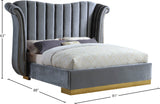 Flora Velvet Bed - Luxurious Upholstered Design with Gold Accents & Channel Tufted Headboard, Regal Style