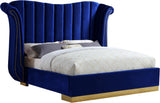 Flora Velvet Bed - Luxurious Upholstered Design with Gold Accents & Channel Tufted Headboard, Regal Style