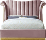 Flora Velvet Bed - Luxurious Upholstered Design with Gold Accents & Channel Tufted Headboard, Regal Style