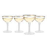 The Wine Savant Gold Rim Glasses 6 oz, Set of 4 Gold Rim Classic Manhattan Glasses