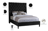 Fritz Velvet Bed - Elegant Contemporary Wingback Design with Dramatic Tufted Headboard & Nailheads