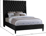 Fritz Velvet Bed - Elegant Contemporary Wingback Design with Dramatic Tufted Headboard & Nailheads