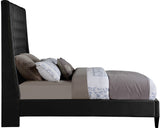 Fritz Velvet Bed - Elegant Contemporary Wingback Design with Dramatic Tufted Headboard & Nailheads