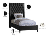 Fritz Velvet Bed - Elegant Contemporary Wingback Design with Dramatic Tufted Headboard & Nailheads