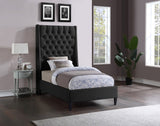 Fritz Velvet Bed - Elegant Contemporary Wingback Design with Dramatic Tufted Headboard & Nailheads