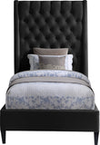 Fritz Velvet Bed - Elegant Contemporary Wingback Design with Dramatic Tufted Headboard & Nailheads