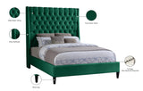 Fritz Velvet Bed - Elegant Contemporary Wingback Design with Dramatic Tufted Headboard & Nailheads