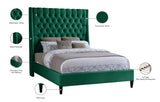 Fritz Velvet Bed - Elegant Contemporary Wingback Design with Dramatic Tufted Headboard & Nailheads