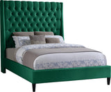 Fritz Velvet Bed - Elegant Contemporary Wingback Design with Dramatic Tufted Headboard & Nailheads