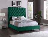 Fritz Velvet Bed - Elegant Contemporary Wingback Design with Dramatic Tufted Headboard & Nailheads