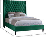 Fritz Velvet Bed - Elegant Contemporary Wingback Design with Dramatic Tufted Headboard & Nailheads