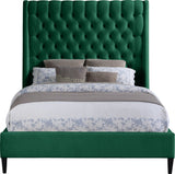 Fritz Velvet Bed - Elegant Contemporary Wingback Design with Dramatic Tufted Headboard & Nailheads