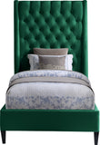 Fritz Velvet Bed - Elegant Contemporary Wingback Design with Dramatic Tufted Headboard & Nailheads