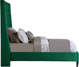 Fritz Velvet Bed - Elegant Contemporary Wingback Design with Dramatic Tufted Headboard & Nailheads