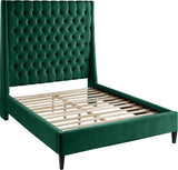 Fritz Velvet Bed - Elegant Contemporary Wingback Design with Dramatic Tufted Headboard & Nailheads