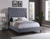 Fritz Velvet Bed - Elegant Contemporary Wingback Design with Dramatic Tufted Headboard & Nailheads