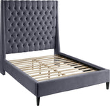 Fritz Velvet Bed - Elegant Contemporary Wingback Design with Dramatic Tufted Headboard & Nailheads