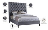 Fritz Velvet Bed - Elegant Contemporary Wingback Design with Dramatic Tufted Headboard & Nailheads