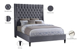Fritz Velvet Bed - Elegant Contemporary Wingback Design with Dramatic Tufted Headboard & Nailheads