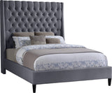 Fritz Velvet Bed - Elegant Contemporary Wingback Design with Dramatic Tufted Headboard & Nailheads