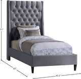 Fritz Velvet Bed - Elegant Contemporary Wingback Design with Dramatic Tufted Headboard & Nailheads