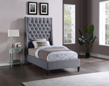 Fritz Velvet Bed - Elegant Contemporary Wingback Design with Dramatic Tufted Headboard & Nailheads