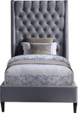 Fritz Velvet Bed - Elegant Contemporary Wingback Design with Dramatic Tufted Headboard & Nailheads