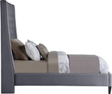 Fritz Velvet Bed - Elegant Contemporary Wingback Design with Dramatic Tufted Headboard & Nailheads