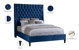 Fritz Velvet Bed - Elegant Contemporary Wingback Design with Dramatic Tufted Headboard & Nailheads
