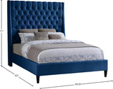 Fritz Velvet Bed - Elegant Contemporary Wingback Design with Dramatic Tufted Headboard & Nailheads