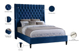 Fritz Velvet Bed - Elegant Contemporary Wingback Design with Dramatic Tufted Headboard & Nailheads
