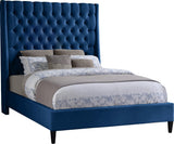 Fritz Velvet Bed - Elegant Contemporary Wingback Design with Dramatic Tufted Headboard & Nailheads