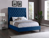 Fritz Velvet Bed - Elegant Contemporary Wingback Design with Dramatic Tufted Headboard & Nailheads