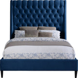 Fritz Velvet Bed - Elegant Contemporary Wingback Design with Dramatic Tufted Headboard & Nailheads