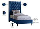 Fritz Velvet Bed - Elegant Contemporary Wingback Design with Dramatic Tufted Headboard & Nailheads