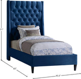 Fritz Velvet Bed - Elegant Contemporary Wingback Design with Dramatic Tufted Headboard & Nailheads
