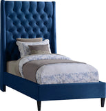 Fritz Velvet Bed - Elegant Contemporary Wingback Design with Dramatic Tufted Headboard & Nailheads