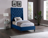 Fritz Velvet Bed - Elegant Contemporary Wingback Design with Dramatic Tufted Headboard & Nailheads
