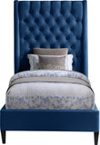 Fritz Velvet Bed - Elegant Contemporary Wingback Design with Dramatic Tufted Headboard & Nailheads