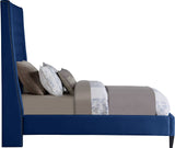 Fritz Velvet Bed - Elegant Contemporary Wingback Design with Dramatic Tufted Headboard & Nailheads