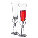 Stemmed Skeleton Champagne Flute Glass | Set of 2 | 7.5oz