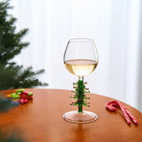 Crystal Green Christmas Tree Wine Glasses - Set of 2, 10oz